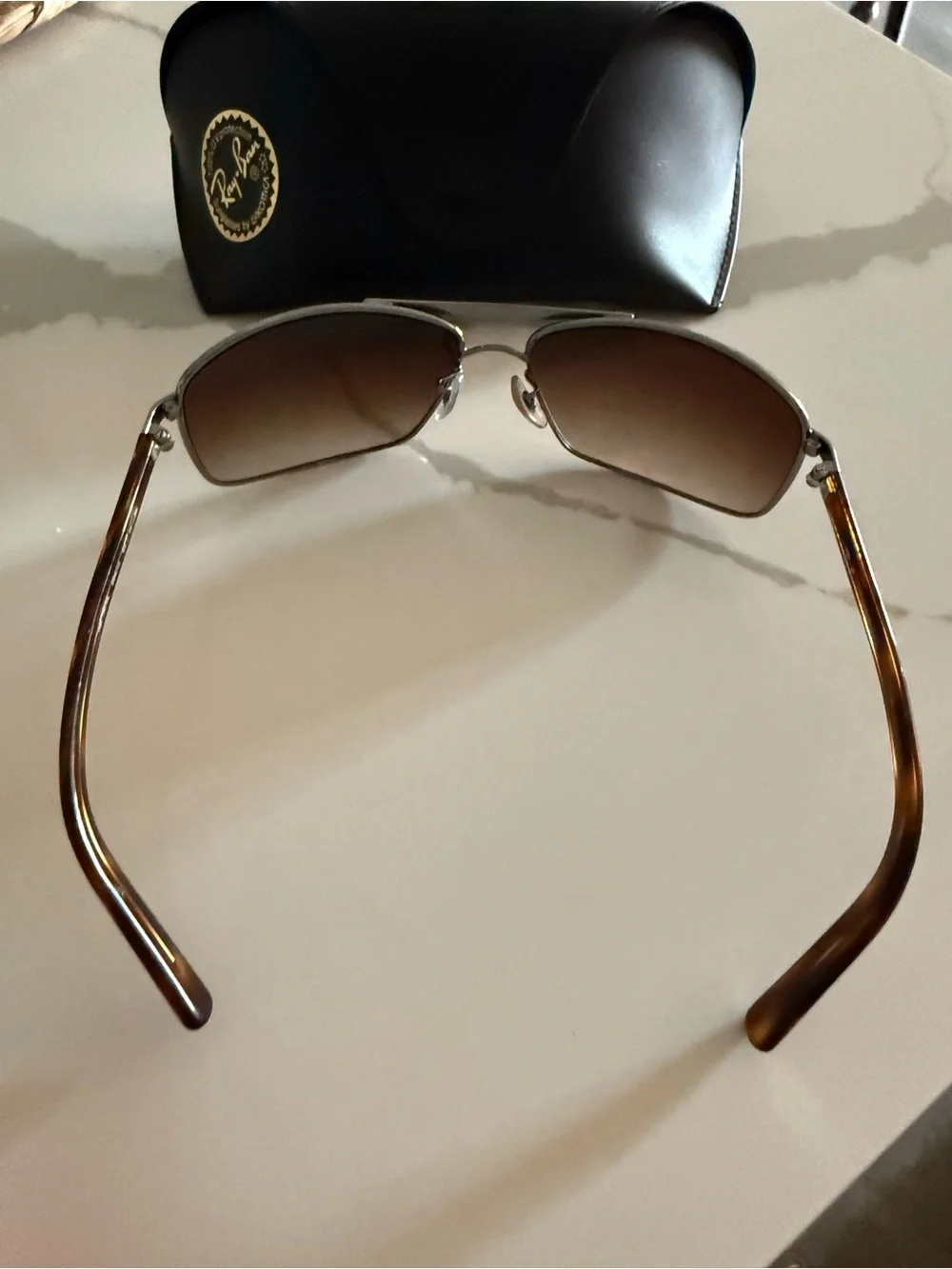 Ray-Ban Men’s Silver Frame Brown Lens Aviator Sunglasses
